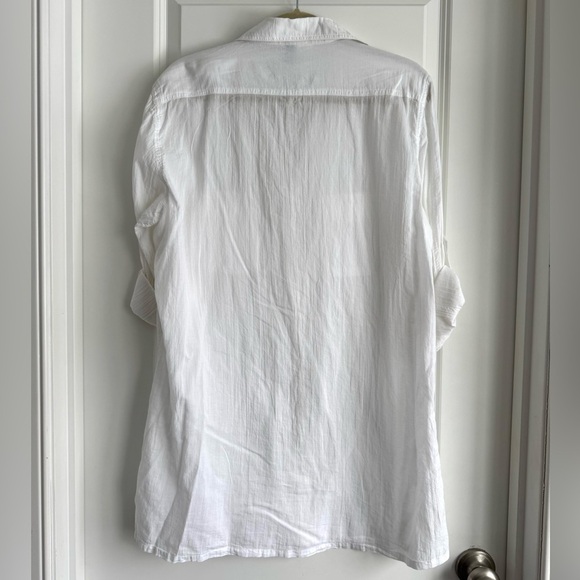 NEW Lauren Ralph Lauren White Cotton Button Down Blouse Shirt Roll Tab | Large - Picture 8 of 8